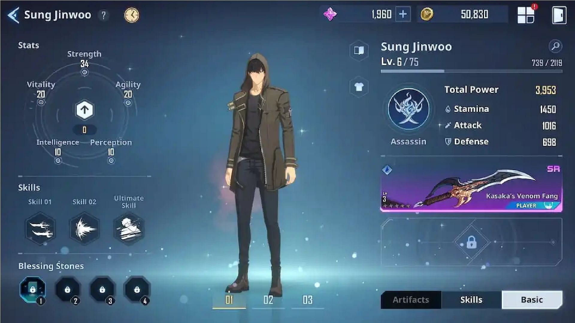 You can increase the stats of different Hunters by entering their profile (Image via Netmarble)