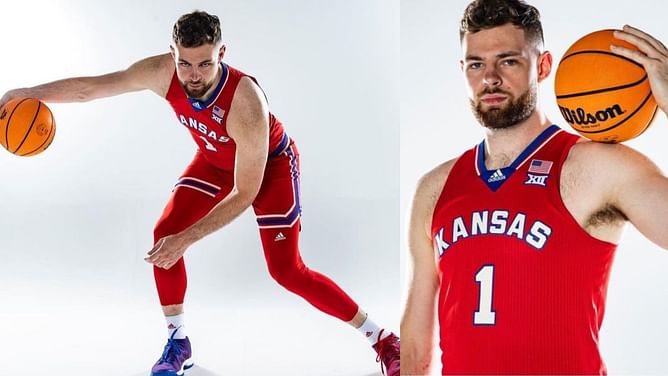 Hunter Dickinson flaunts his Kansas Jayhawks fit for 2024-25 season in latest photoshoot