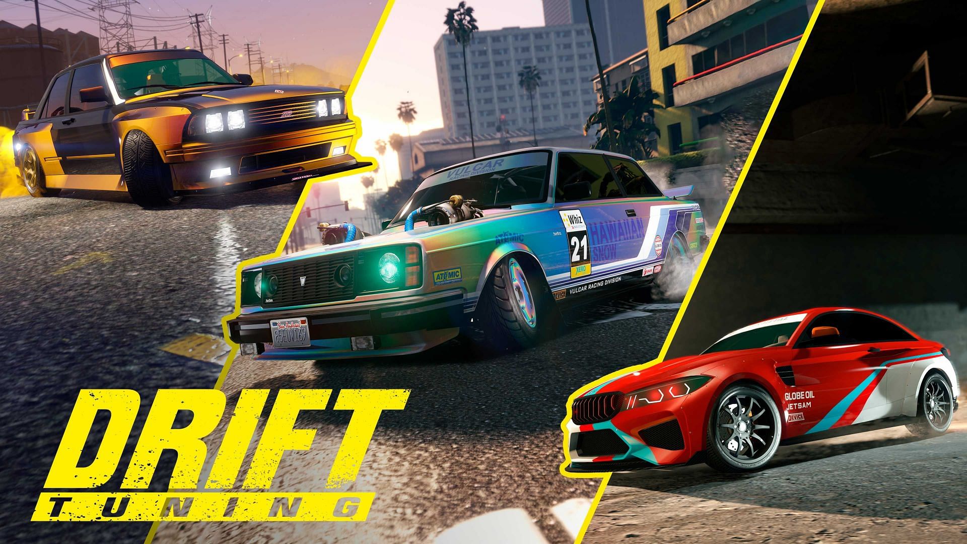 Official artwork of the new Drift cars in GTA Online (Image via Rockstar Games)