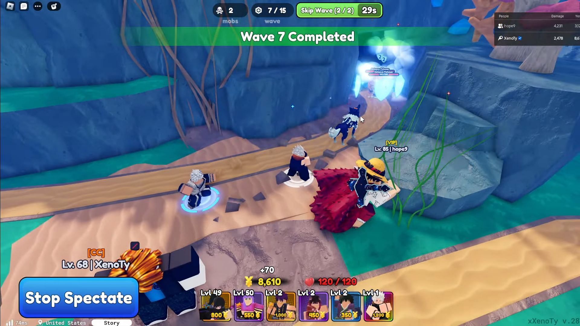 Anime Defenders gameplay (Image via Roblox || XenoTy on YouTube)