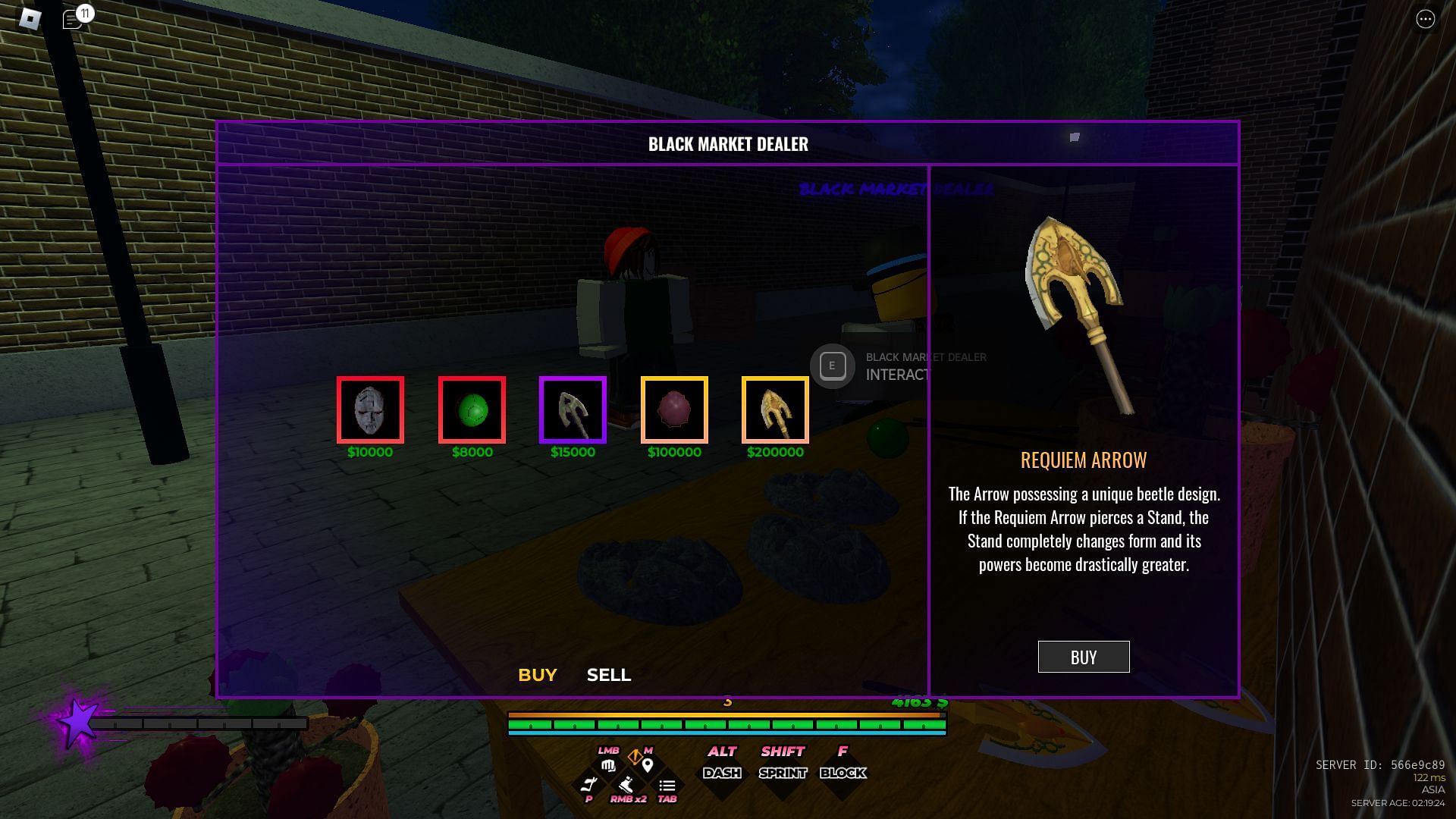 Requiem Arrow can be used to evolve Gold Experience (Image via Roblox)