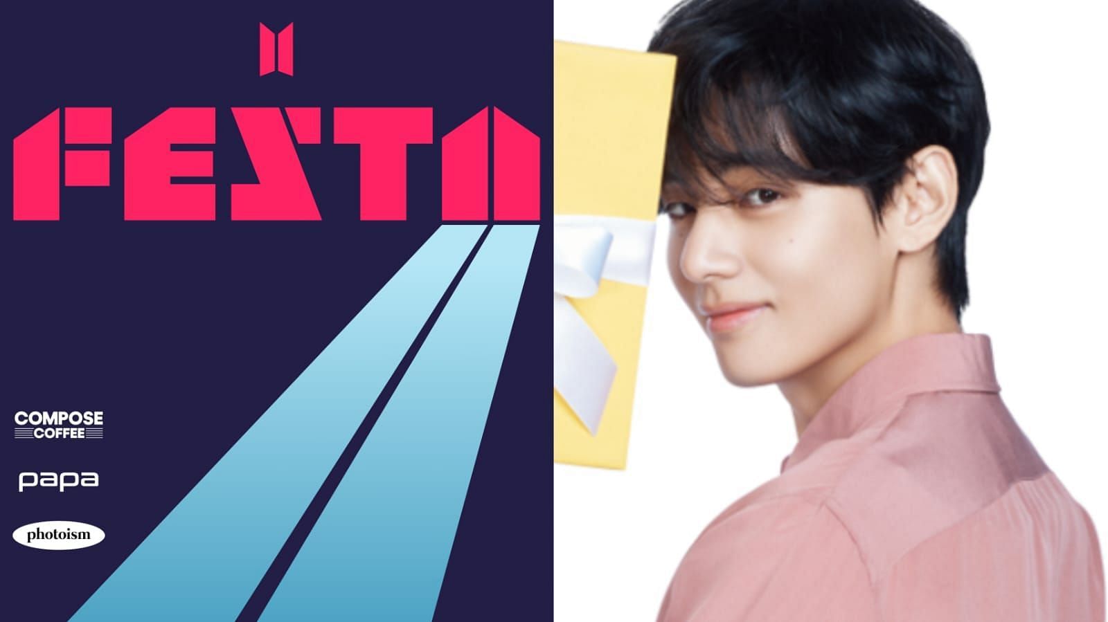 Fans react to reported sponsors on BTS&rsquo; 2024 Festa poster including Taehyung promoted Compose Coffee (Image via @bts_bighit and @compose_coffee/X) 