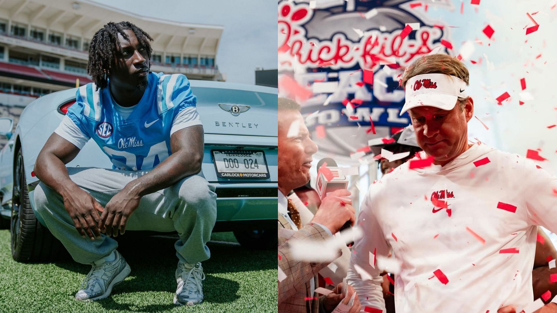 Ole Miss star Ulysses Bentley IV and coach Lane Kiffin 