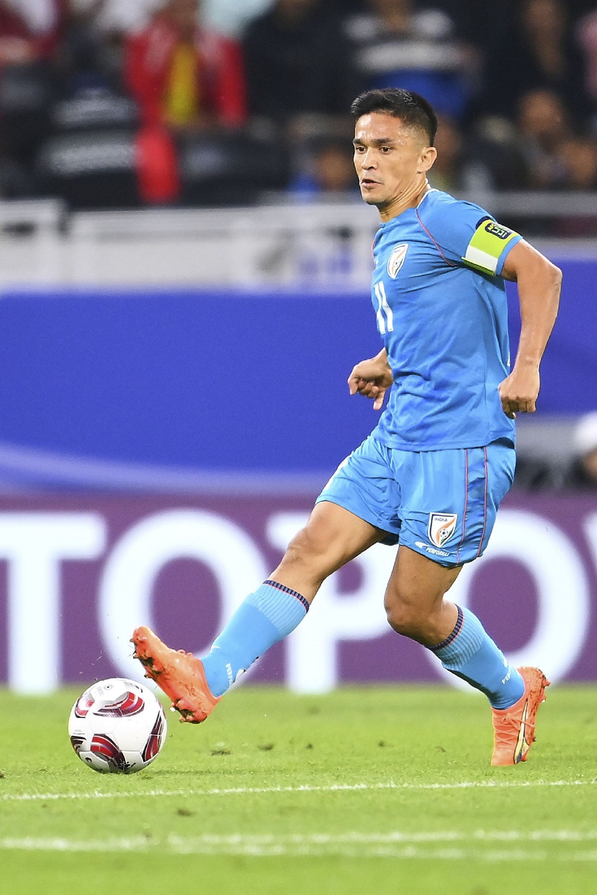 Sunil Chhetri in action at the AFC Asian Cup 2023