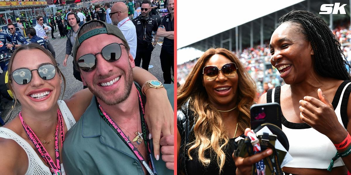 (Left to Right) Aryna Sabalenka, Georgios Frangulis, Serena Williams, Venus Williams (Source: Instagram; Getty Images)