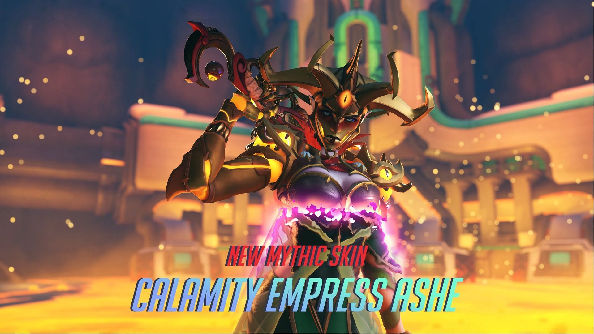 Overwatch 2 Calamity Empress Ashe Mythic skin customisation (Image via YouTube/@PlayOverwatch)