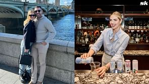 PHOTO: Justin Verlander's wife Kate Upton rocks Astros colors, orange blouse & white pencil skirt at Minute Maid Park