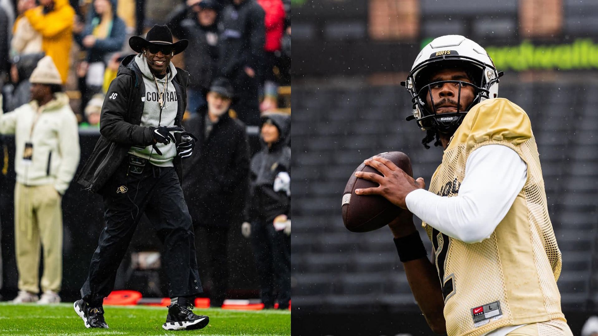 Colorado coach Deion Sanders and his son Shedeur Sanders 