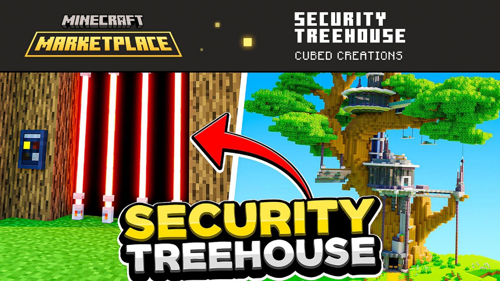 The Secure Treehouse survival spawn for the Marketplace Pass (Image via Mojang)