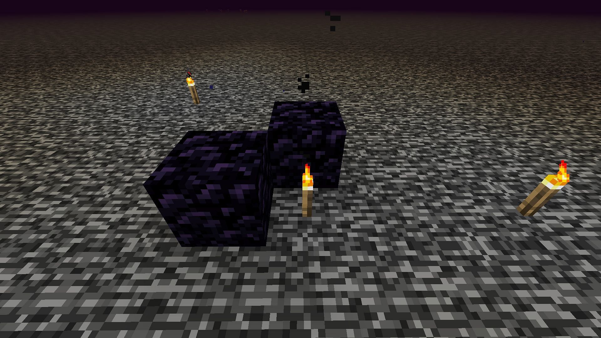 The obsidian placed around the torch (Image via Mojang)