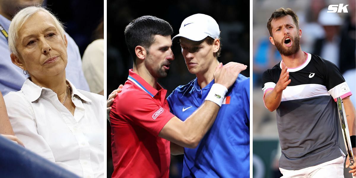 (Left to Right) Martina Navratilova, Novak Djokovic, Jannik Sinner, Corentin Moutet (Source: Getty Images)