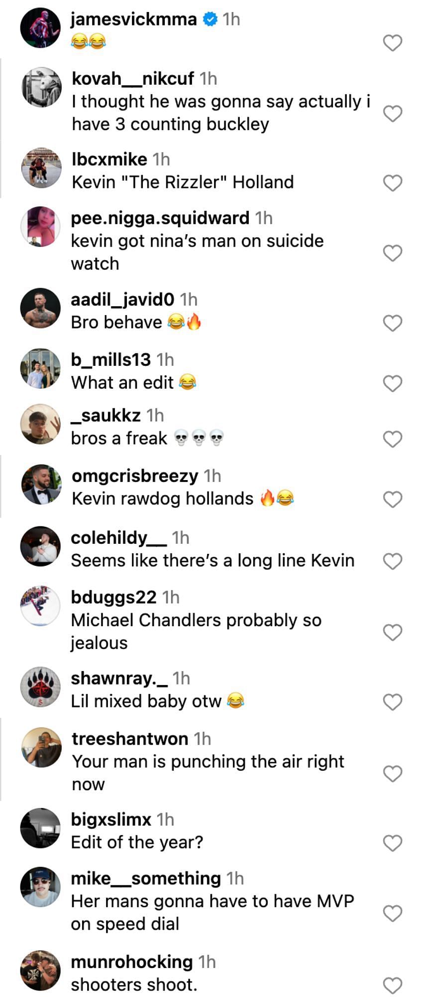 Fans react to Kevin Holland&#039;s latest Instagram post. [via @trailblaze2top on Instagram]