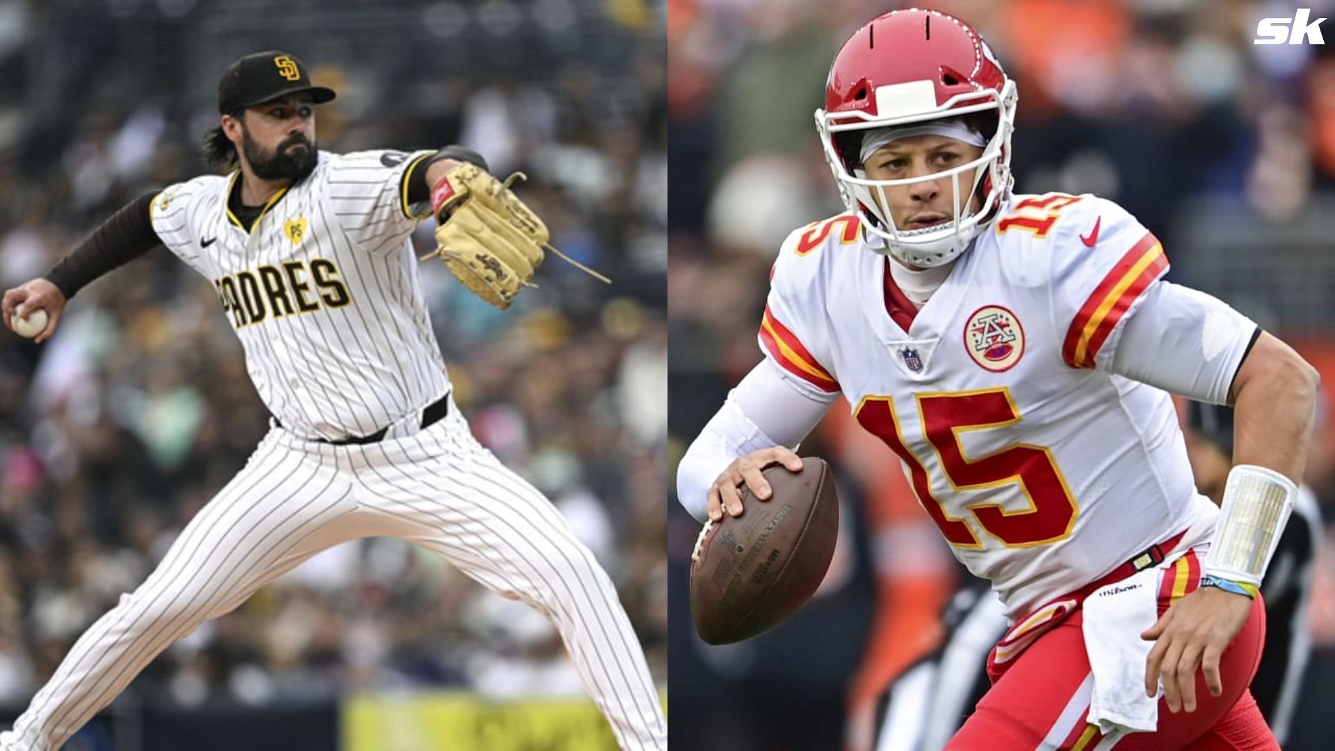 Patrick Mahomes tries to throw Matt Waldron