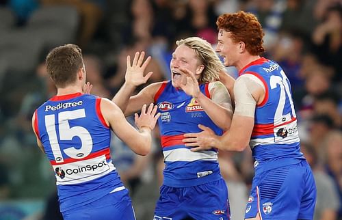 (L-R) Taylor Duryea, Cody Weightman and Ed Richards of the Bulldogs