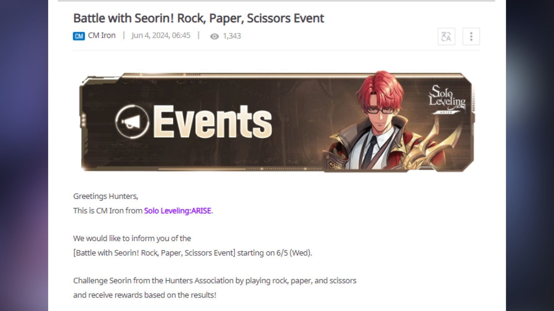 Rock, Paper, Scissors event will be available till June ,19 2024, at 09:00 UTC+0. (Image via Netmarble)