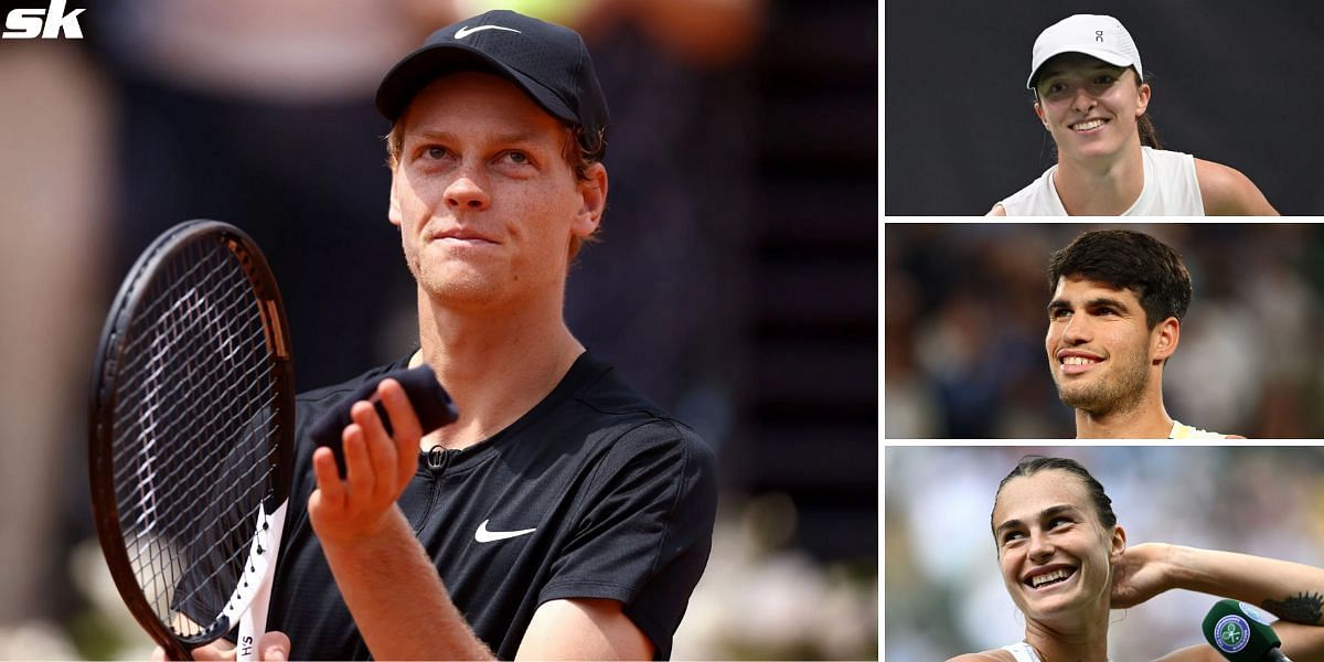 Jannik Sinner, Iga Swiatek, Carlos Alcaraz and Aryna Sabalenka