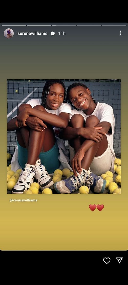 Serena Williams shared Venus Williams' Instagram post