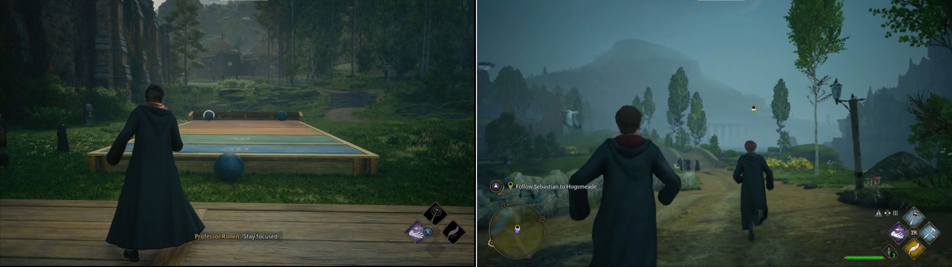 Hogwarts Legacy running on Xbox Series S vs Nintendo Switch (Image via frogboyx1Gaming, NintendoLifeStyle on YouTube)