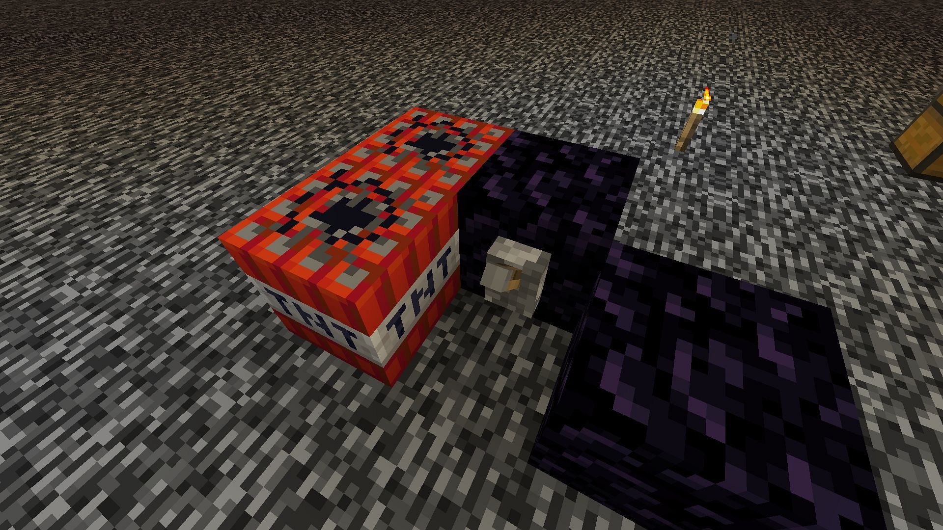 The lever and TNT placed down (Image via Mojang)
