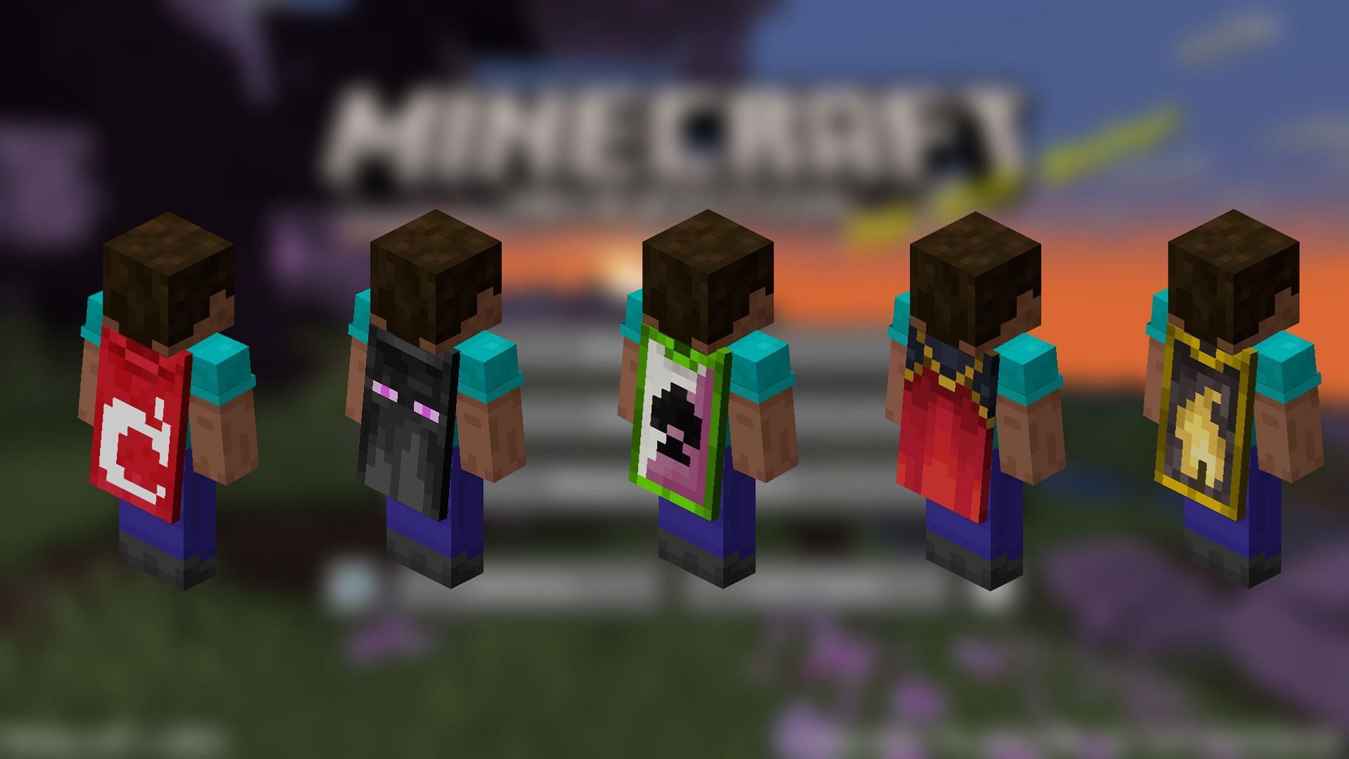 A collection of different capes seen in Minecraft: Java Edition (Image via Mojang)