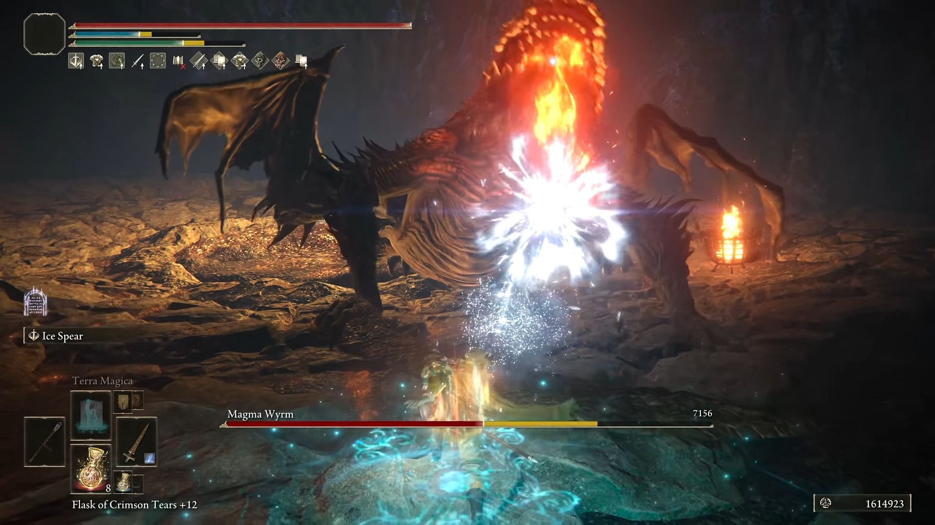 Ice Spear can obliterate enemies (Image via FromSoftware || YouTube/Your Average Gamer)