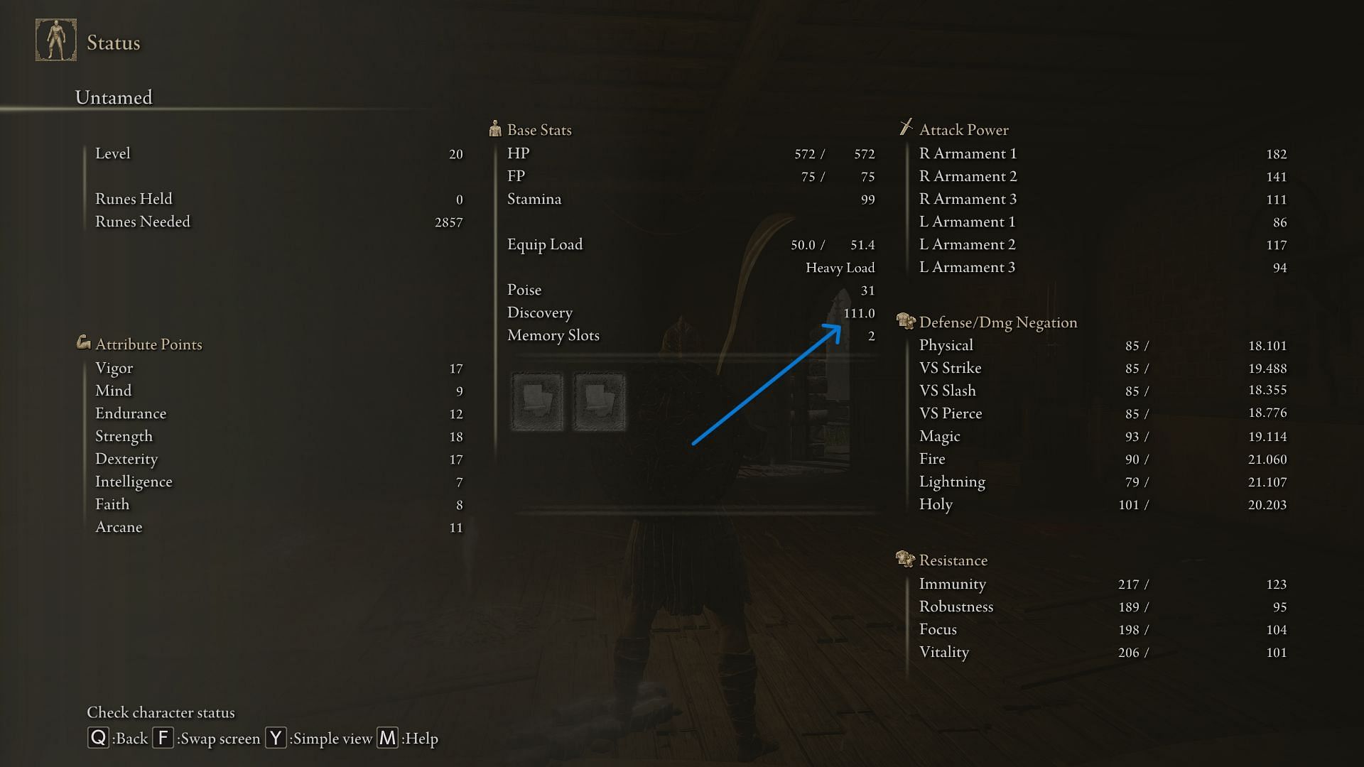 Discovery stat in Elden Ring (Image via FromSoftware)