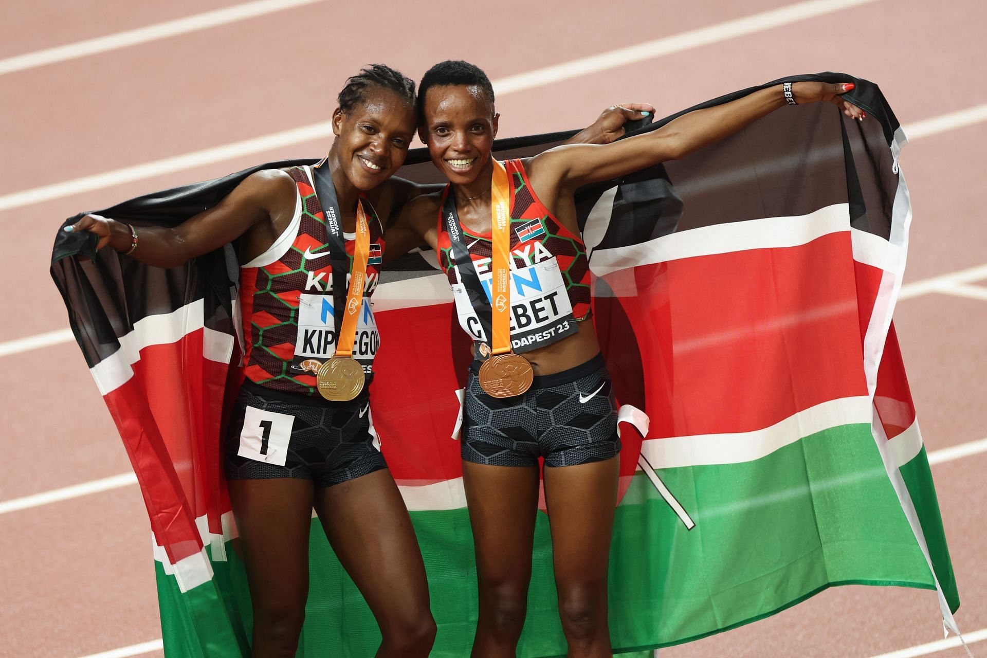 Faith Kipyegon and Beatrice Chebet at World Athletics Championships Budapest 2023