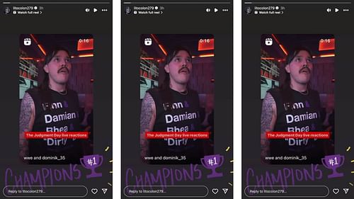 Carlito reacts to Judgment Day's victory on Instagram.