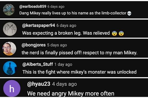 Screenshot of fans' comments