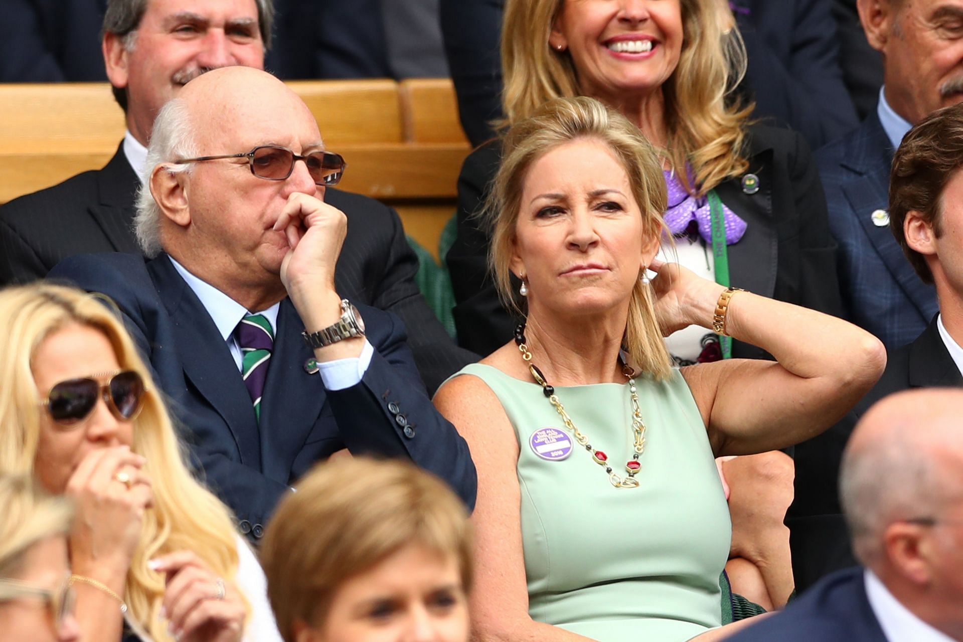 Chris Evert looks on at Wimbledon 2016