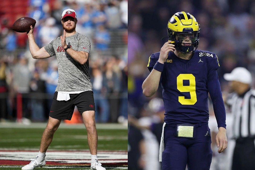 Sam Darnold, left, J.J. McCarthy, right 