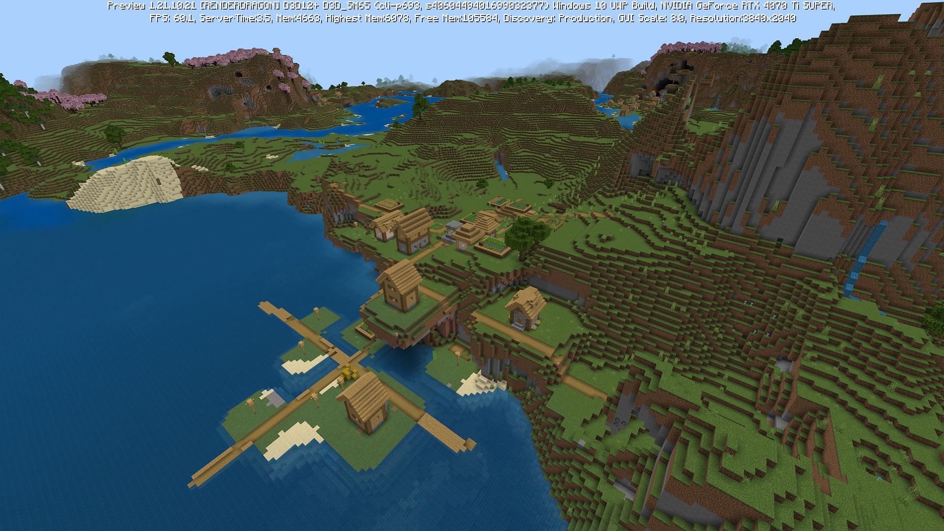 A double village found near spawn (Image via Mojang)