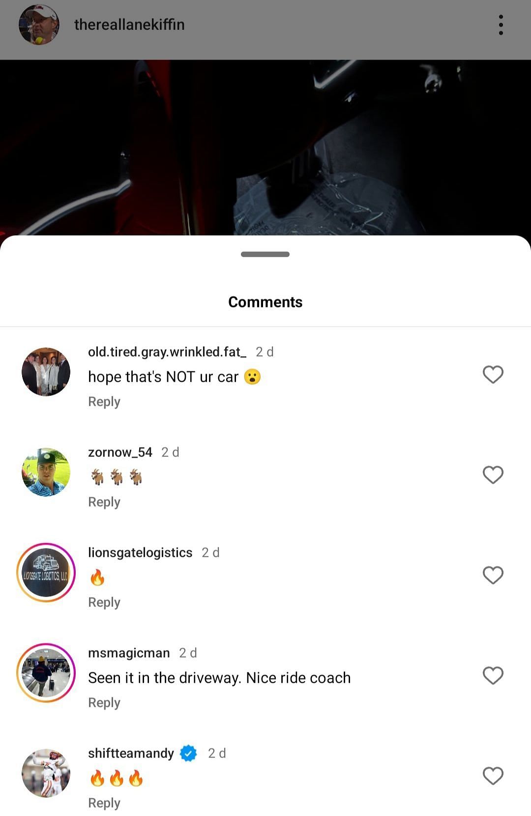 Kiffin's IG comment section