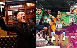 Conor McGregor reacts to Ireland winning a gold at European Athletics Championships