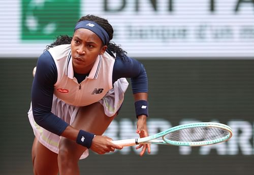 Coco Gauff in action at the 2024 French Open