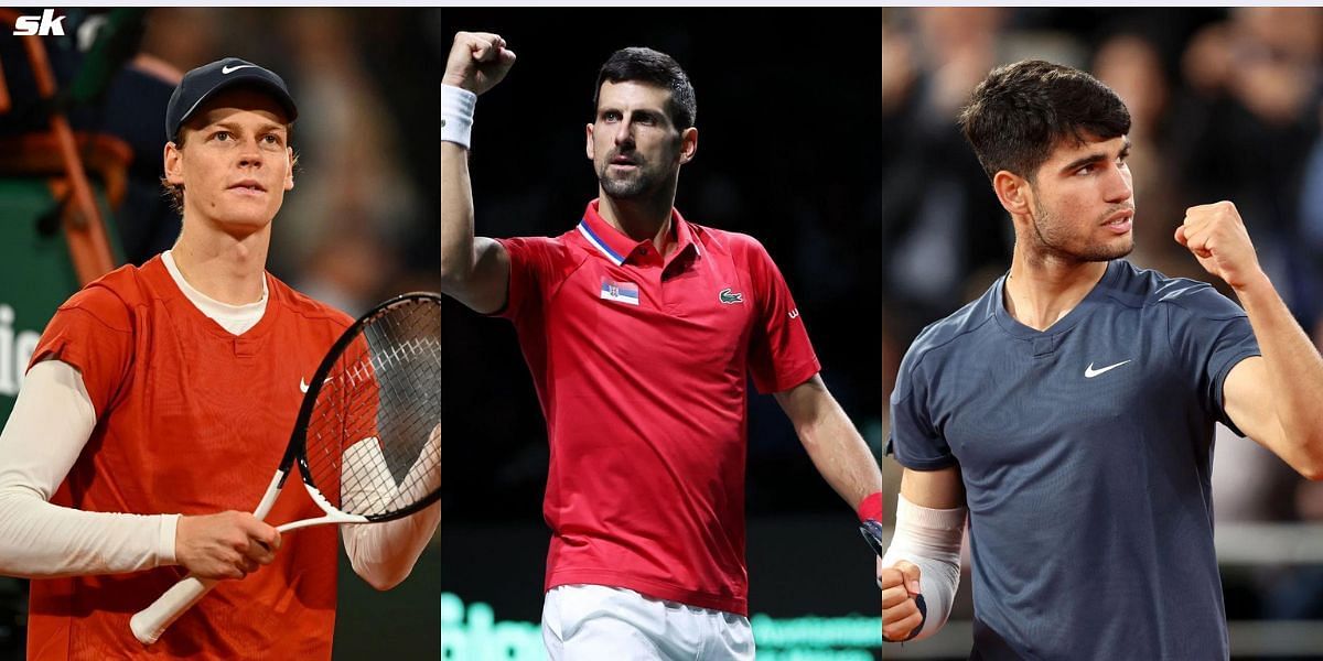 Jannik Sinner, Novak Djokovic, and Carlos Alcraz are the top three seeds at the 2024 Wimbledon: (Images: Getty)