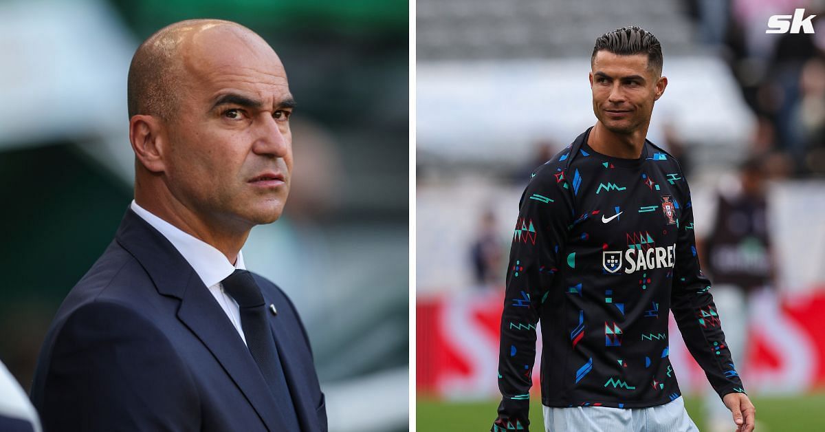 Portugal manager Roberto Martinez (L) and forward Cristiano Ronaldo