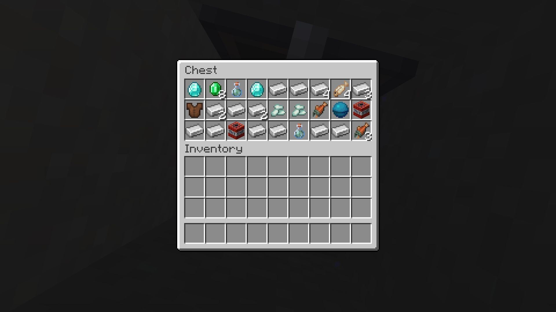 The contents of a buried treasure near spawn (Image via Mojang)