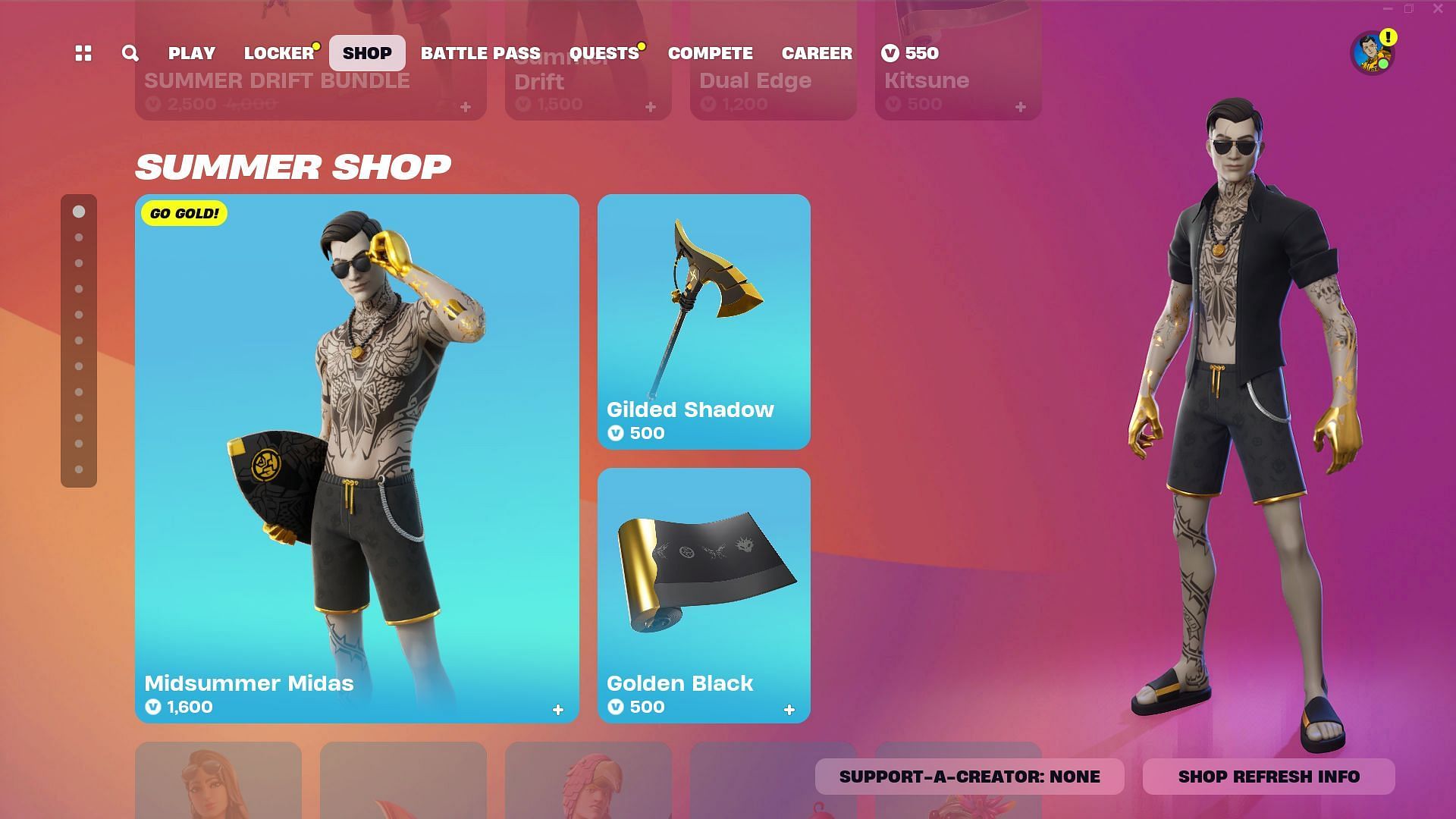 You can now purchase Midsummer Midas skin in Fortnite (Image via Epic Games)