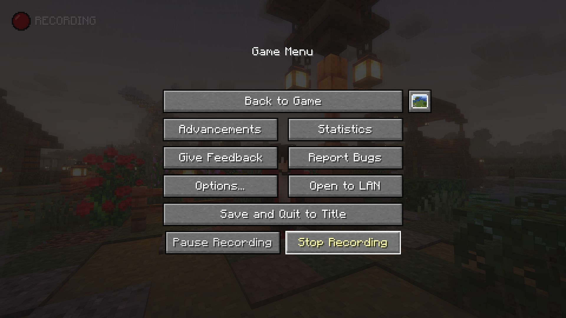 The gameplay is being recorded (Image via Mojang)
