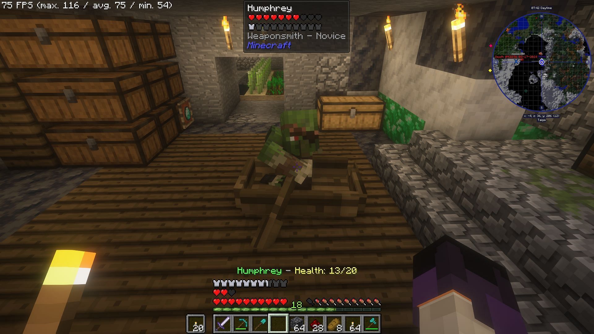 A zombie villager trapped in a boat (Image via Mojang)