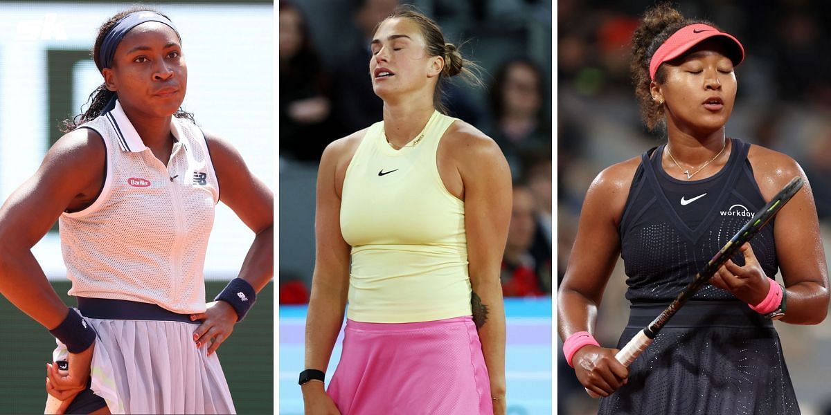 Coco Gauff (L), Aryna Sabalenka (middle) and Naomi Osaka (R)