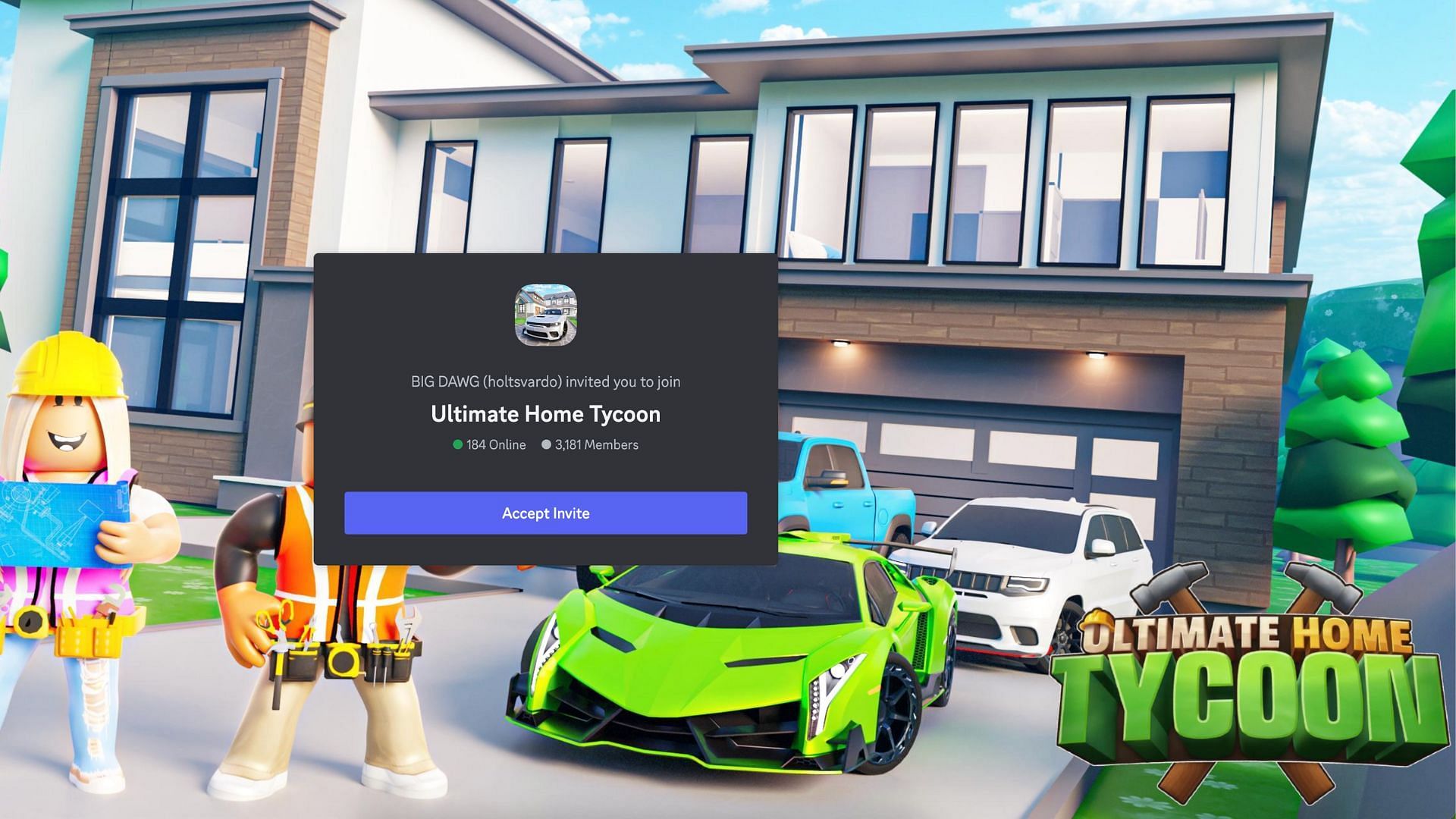 Discord link for Ultimate Home Tycoon (Image via Discord)