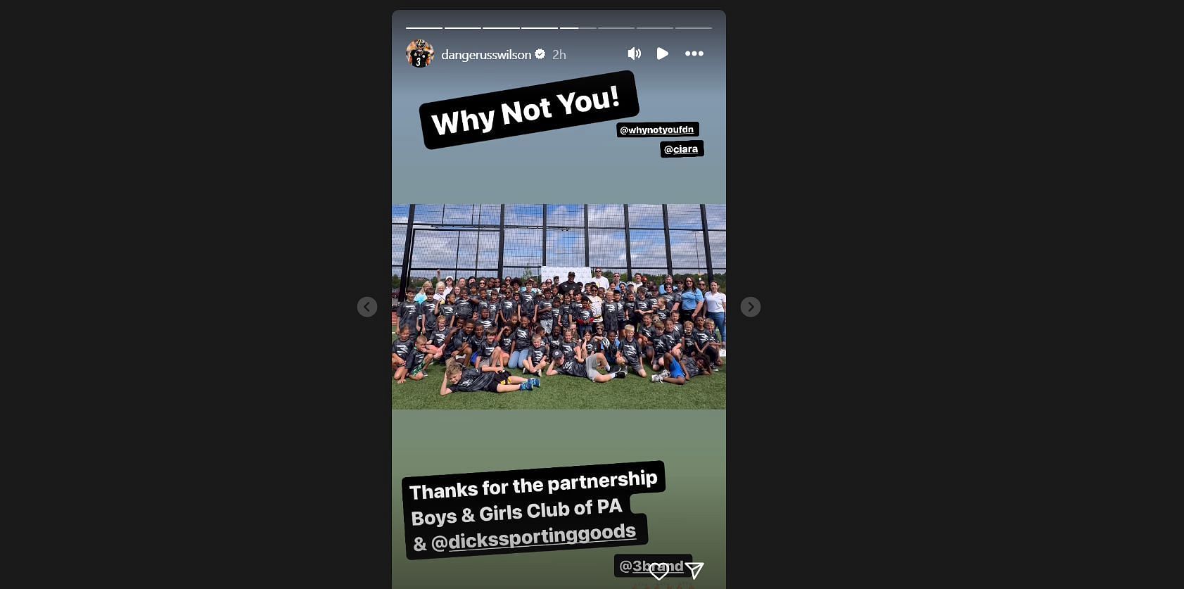 Russell Wilson promotes his organization &#039;Why Not You&#039;