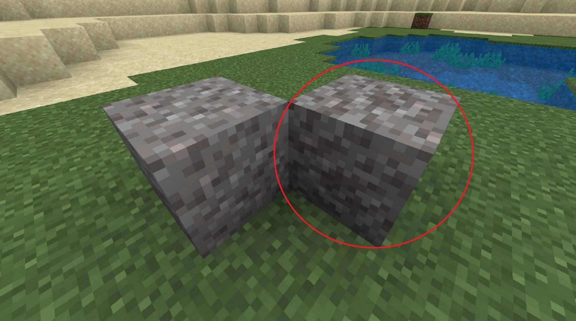 Suspicious gravel compared to standard gravel (Image via Mojang)