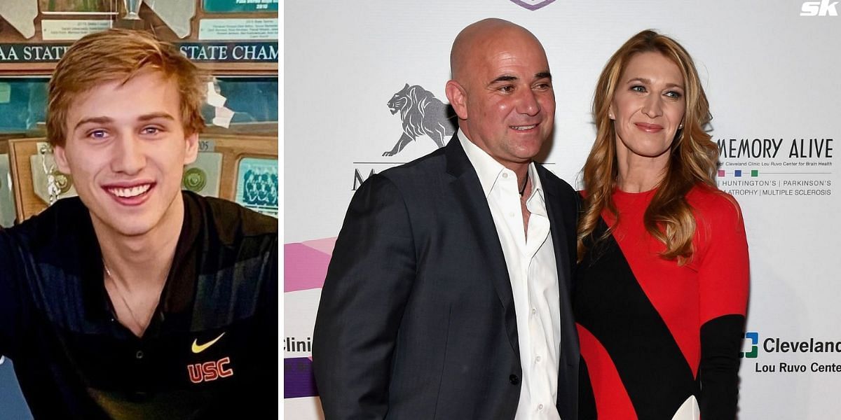 Andre Agassi and Steffi Graf (R), son Jaden (L) / Source: Getty/Jaden