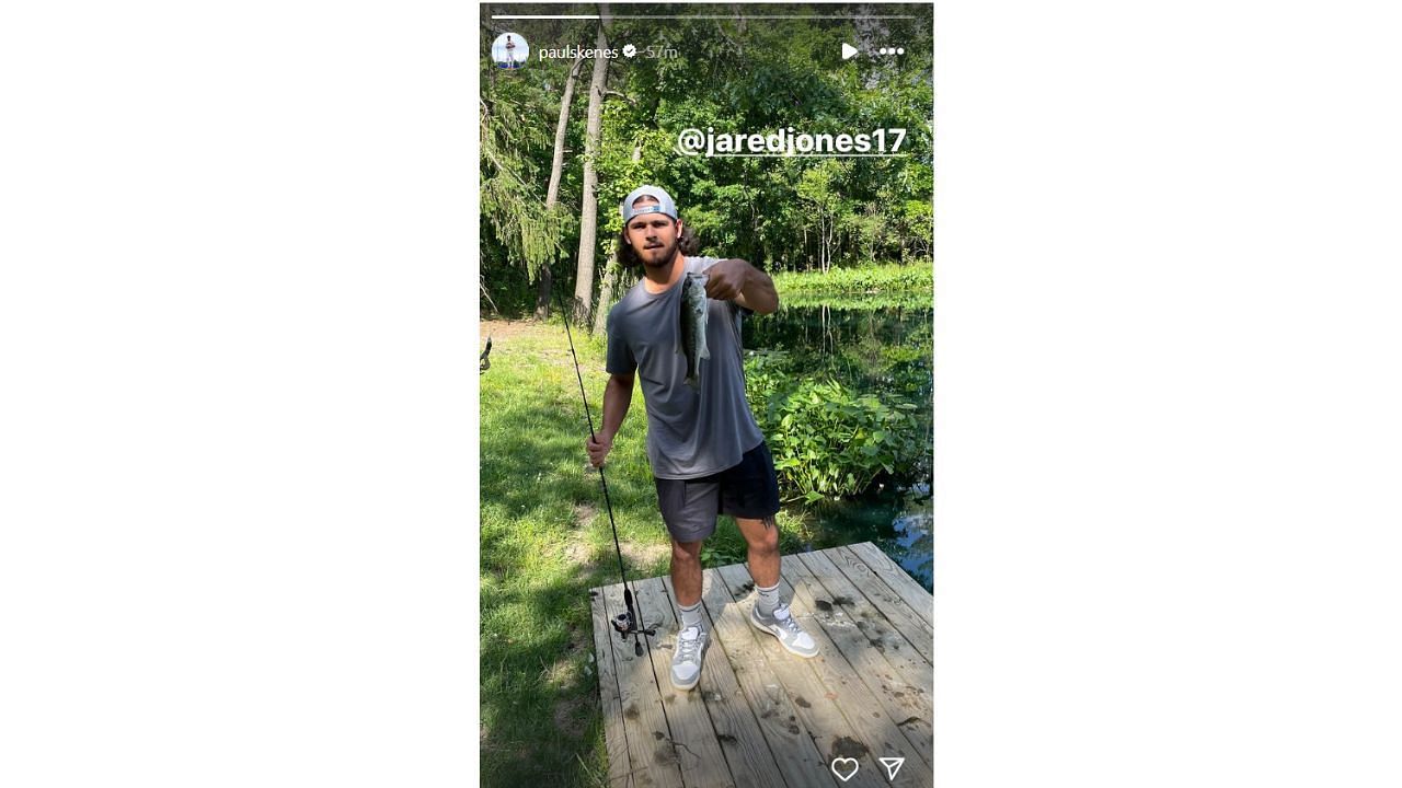 Jared Jones caught a fish. Credit: Paul Skenes Instagram story