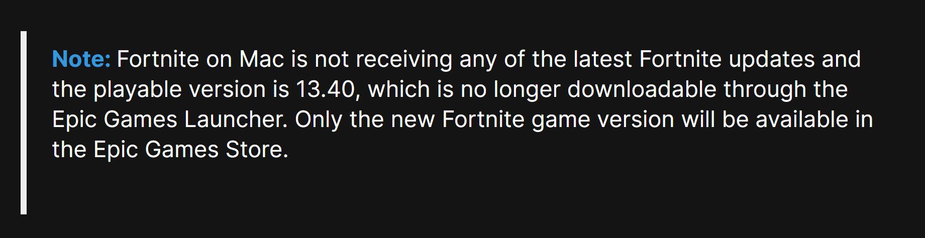 Fortnite version support on Mac (Image via Epic Games)