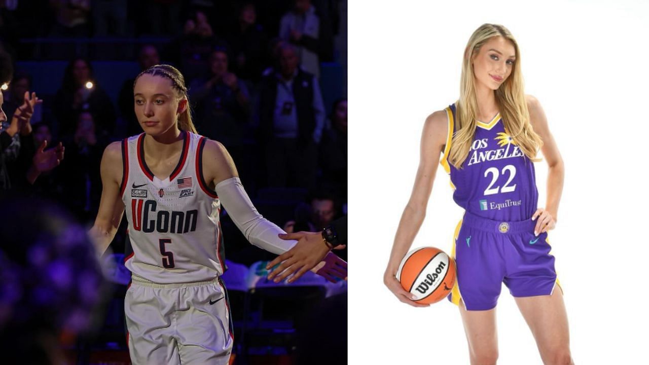 LA Sparks fans react to the possibility of the team drafting Paige Bueckers to pair with Cameron Brink in 2025. [photo: Brink IG, Bueckers IG]