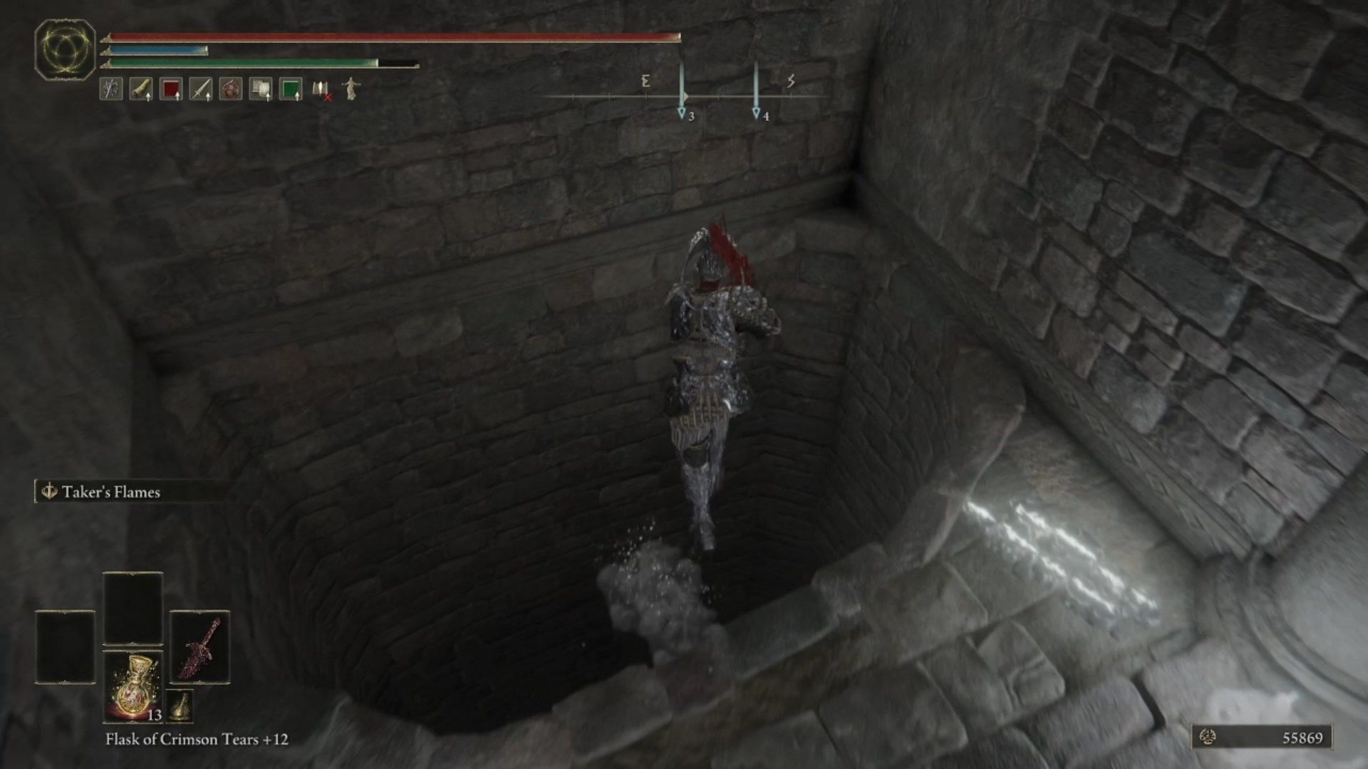 Fall from the hole located at the left side&#039;s safe area (Image via FromSoftware)